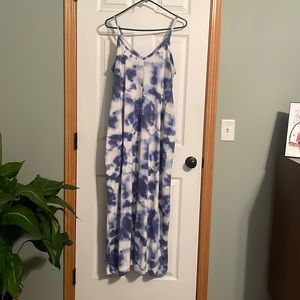 Blue tie dye maxi dress - XL